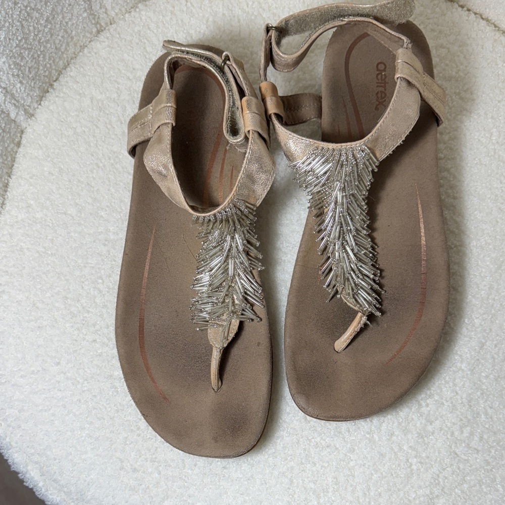 Aetrex Women's Sandals in Brown with Silver Details